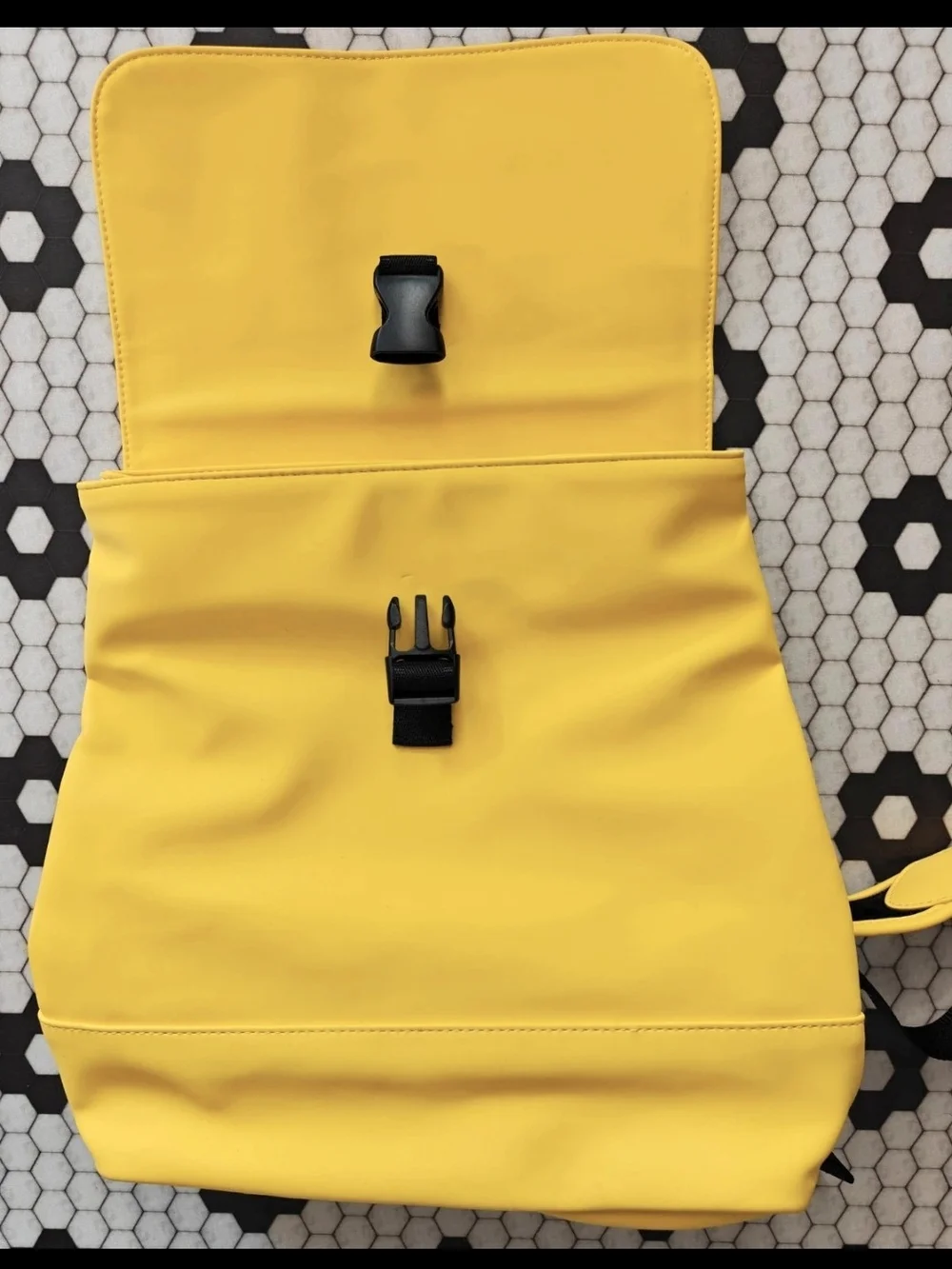 Hunter Bright Yellow Roll-Top Backpack with Black Straps